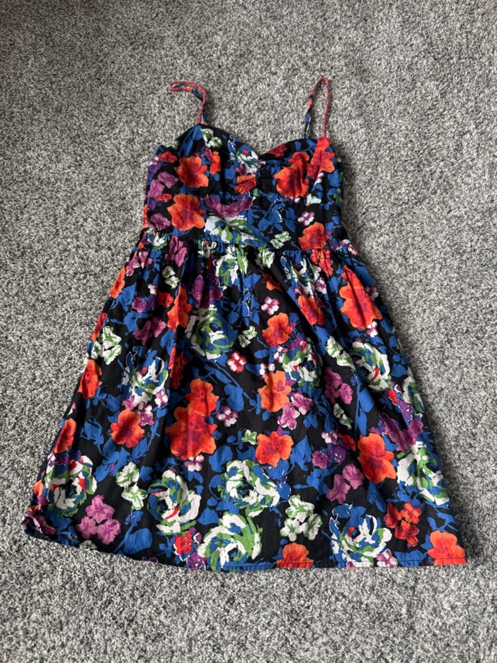 Xhilaration Navy Floral Spaghetti Strap Sundress